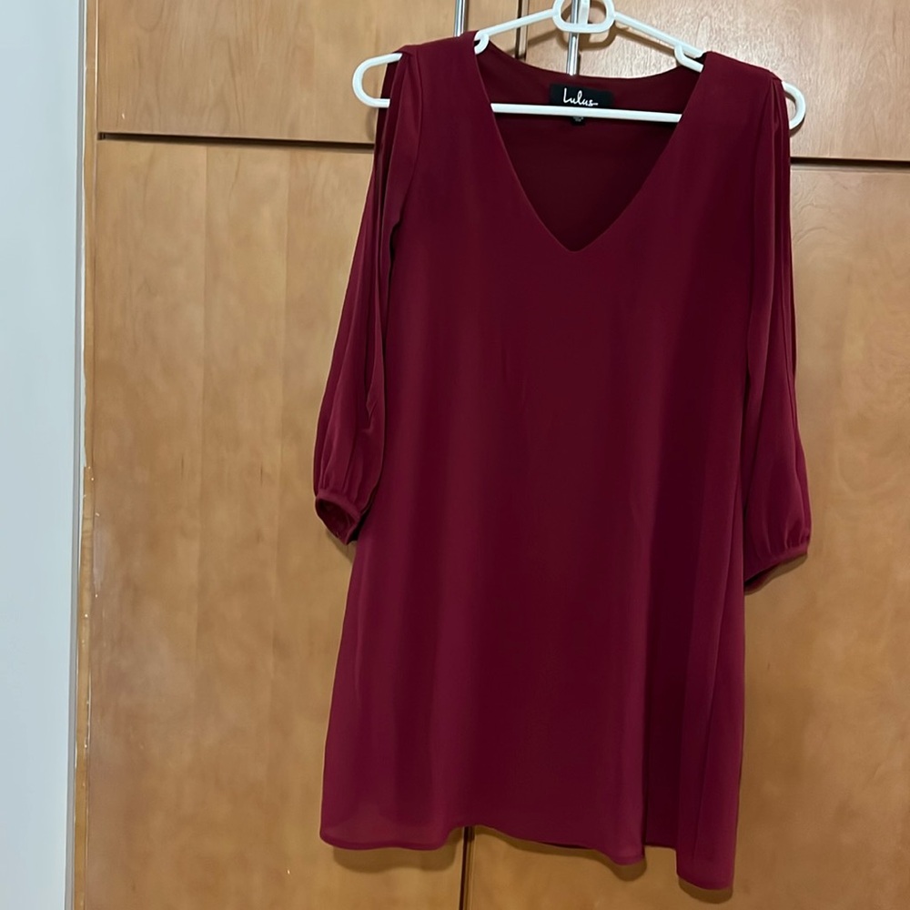 Deep Red (Or Burgundy) Red Lulus Dress. Long Slee… - image 1